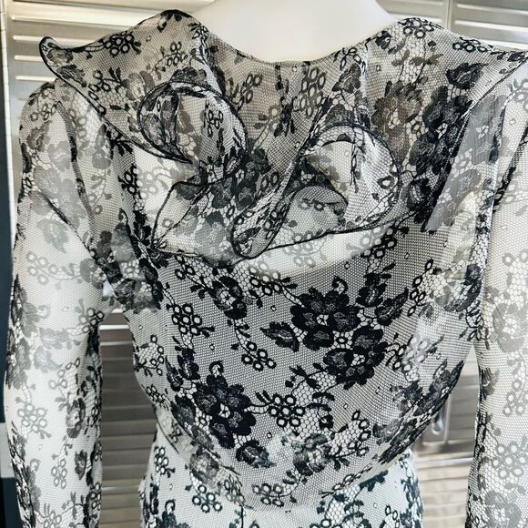 Jiki Monte Carlo France Vintage Chiffon Silk Slit Bell Bottom Pants & Tie Blouse - Picture 10 of 16